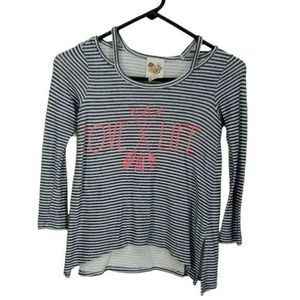 Kiddo by Katie striped keyhole‎ shoulder blouse